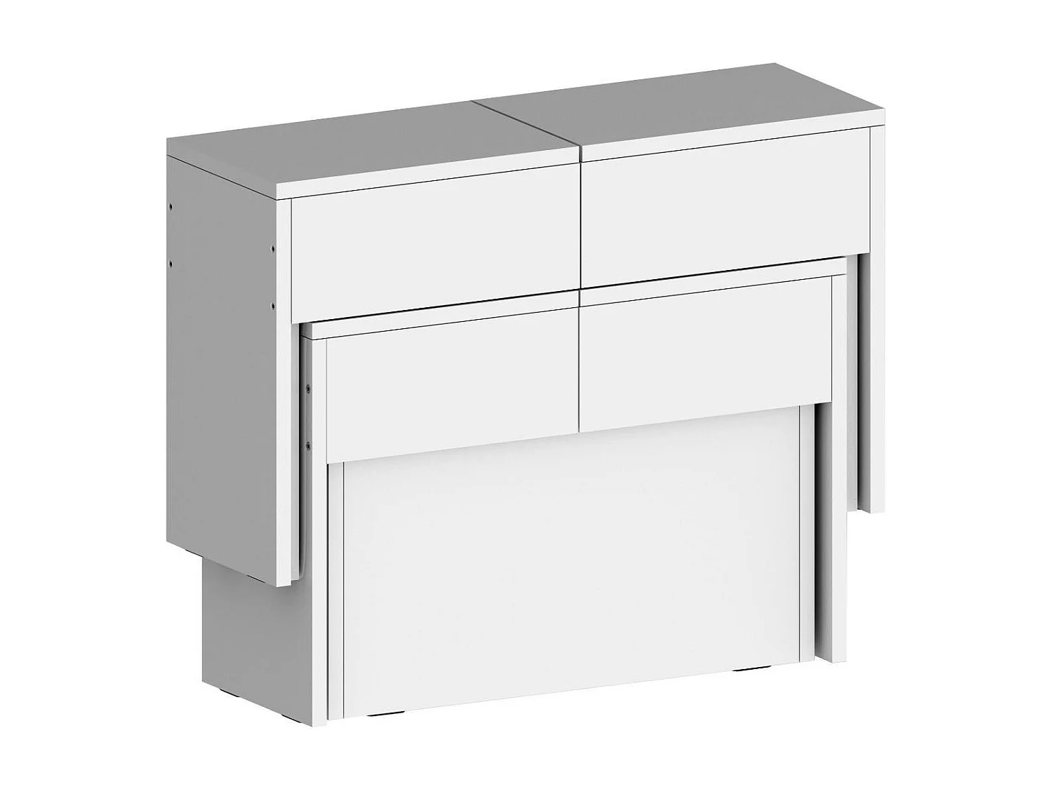 Bank Dcolasuon, Set mit 2 Sitzgelegenheiten für den Esstisch, ausziehbare Bänke, 290x25x45 cm, glänzend weiÃŸ