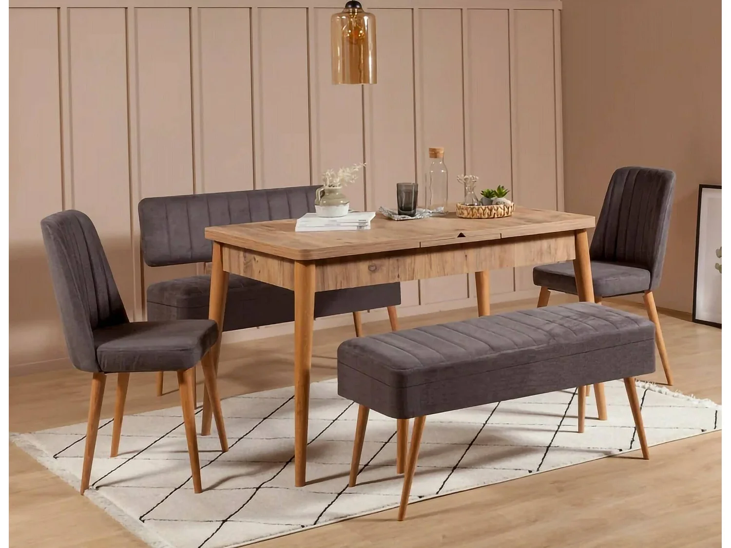 Banc Dcart, Banc polyvalent, Sièges pour les invités, Coffre multifonctionnel, 90x39h40 cm, Noyer et Anthracite