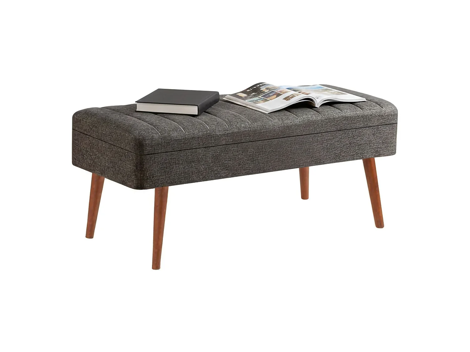 Banc Falcon, charge max. 130 kg, 105x40x49h cm, noyer marron, structure noire, hauteur d'assise 40 cm
