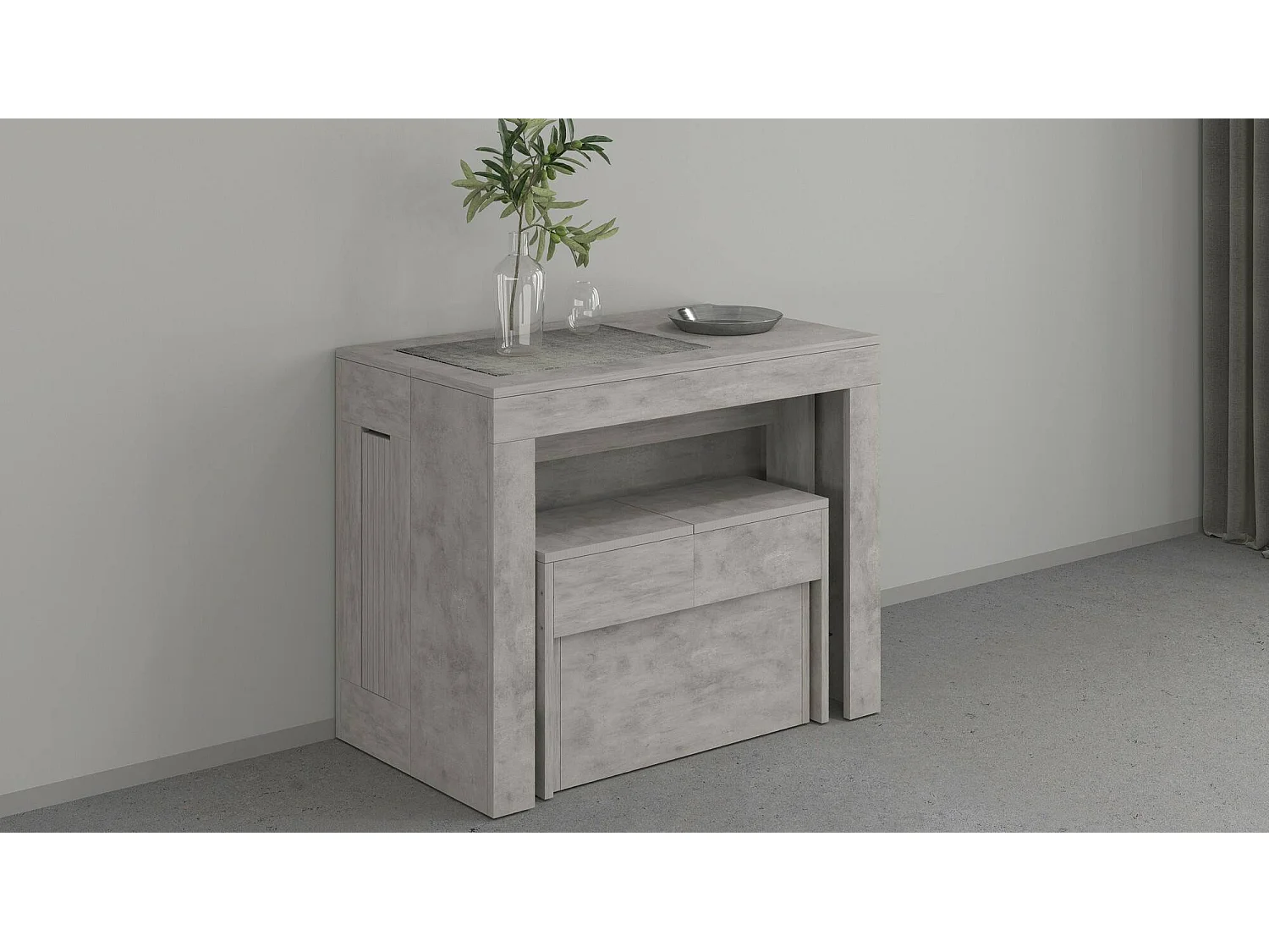 Dollocol Bank, Zitplaats voor eettafel, Enkele uitschuifbare bank, 290x25h45 cm, Grijs