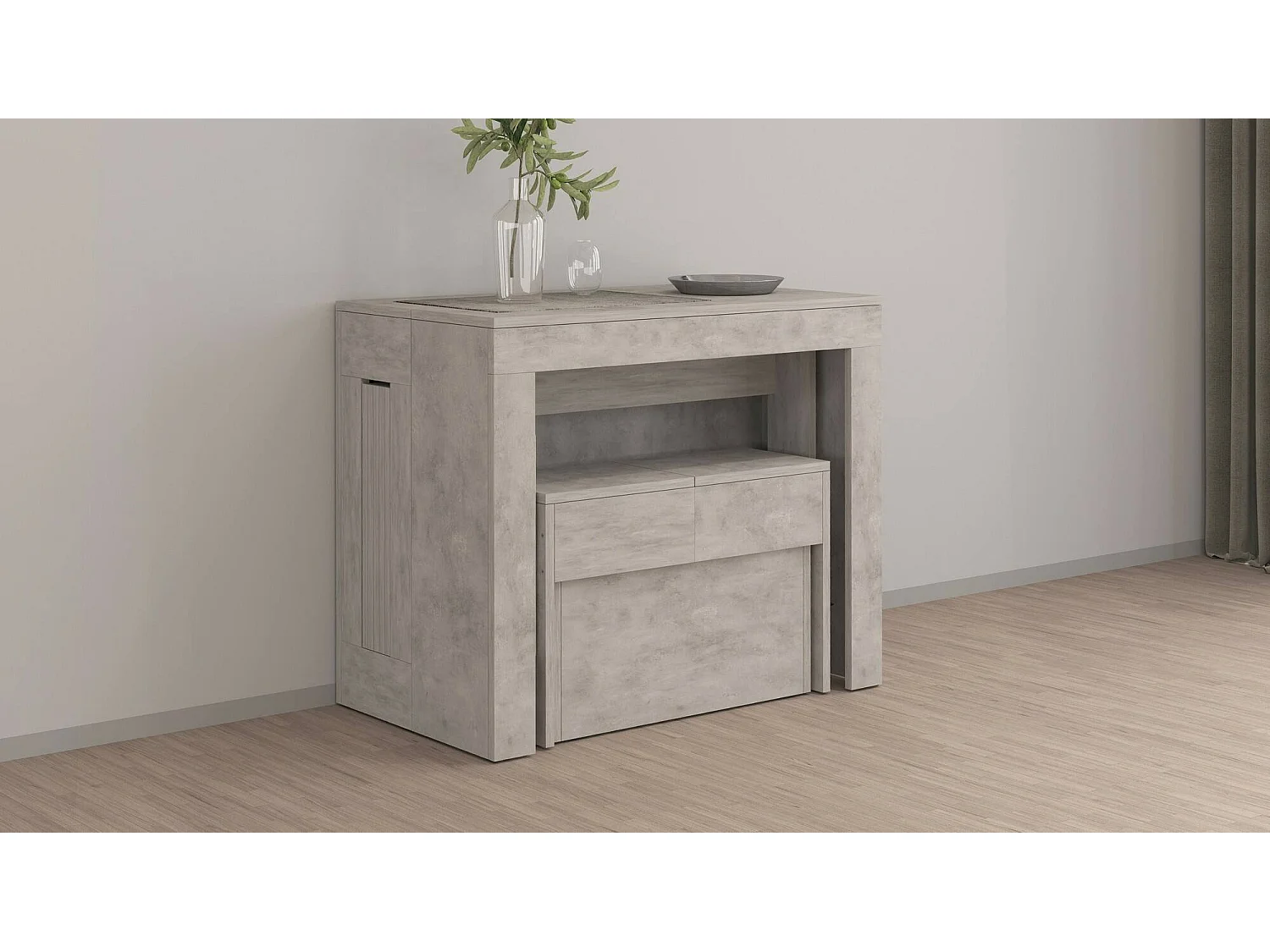 Banc Dollocol, Siège pour table à manger, Banc simple extensible, 290x25h45 cm, Gris