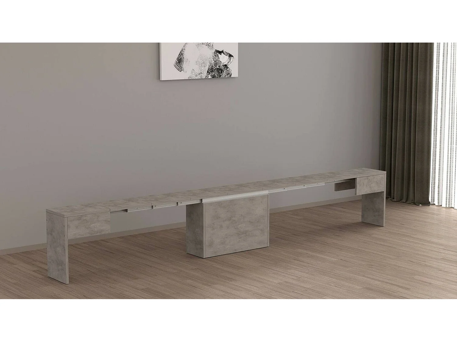 Banc Dollocol, Siège pour table à manger, Banc simple extensible, 290x25h45 cm, Gris