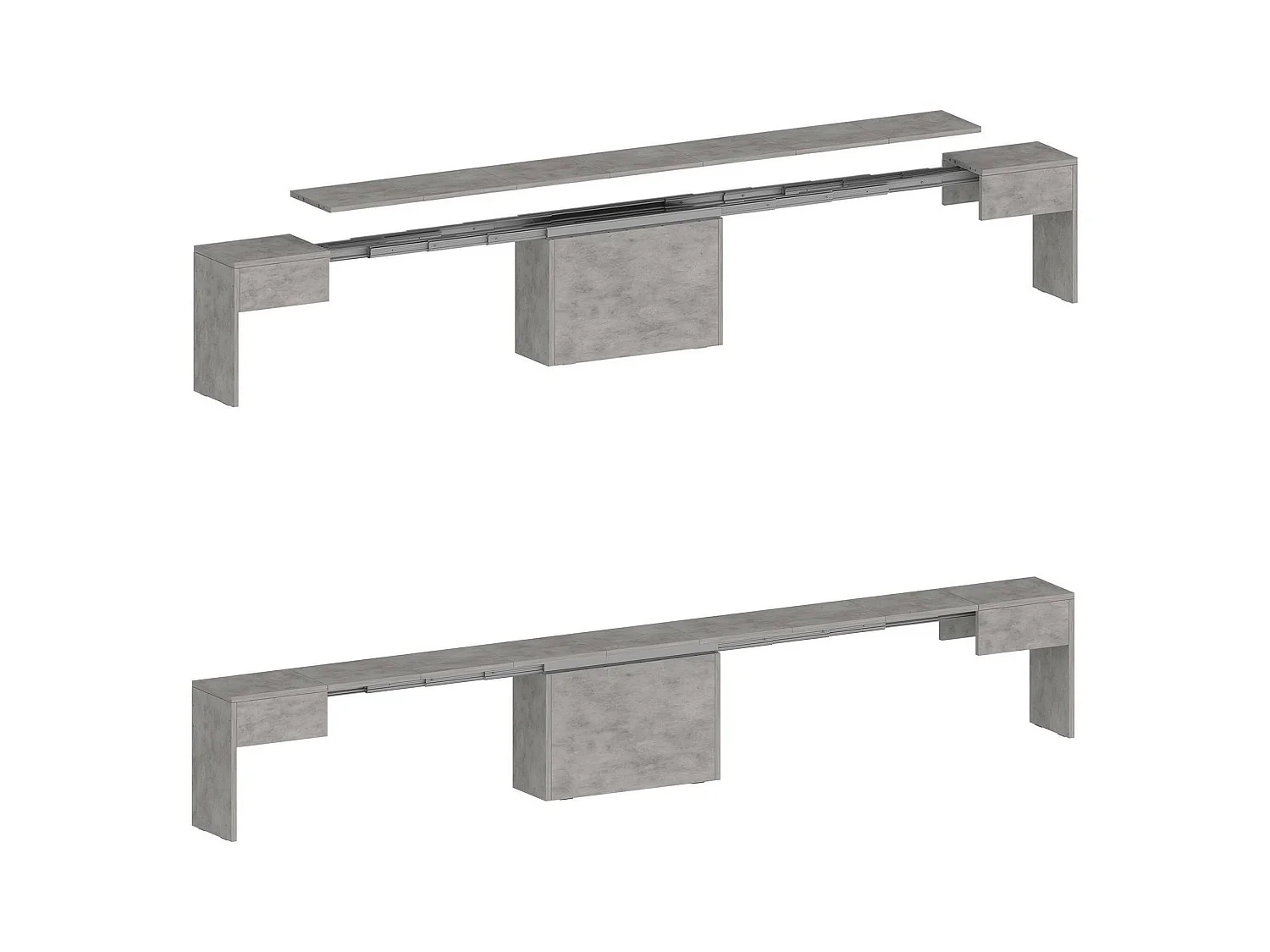 Banc Dollocol, Siège pour table à manger, Banc simple extensible, 290x25h45 cm, Gris