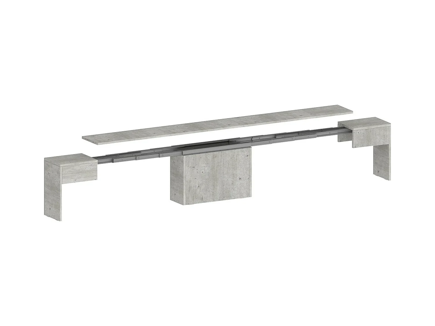 Banc Dollocol, Siège pour table à manger, Banc simple extensible, 290x25h45 cm, Ciment