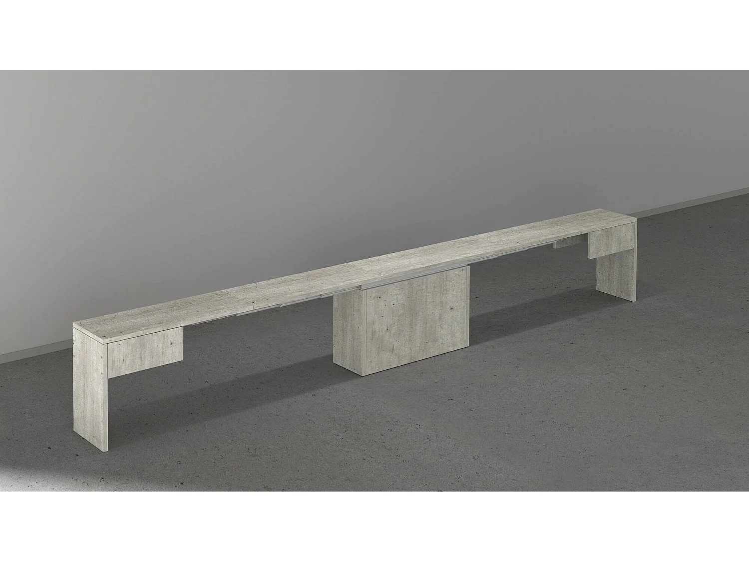 Dollocol Bank, Zitplaats voor eettafel, Enkele uitschuifbare bank, 290x25h45 cm, Cement