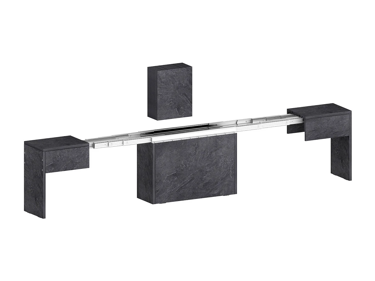 Banc Dcolasuon, Lot de 2 Sièges pour table à manger, Bancs extensibles, 290x25h45 cm, Ardoise