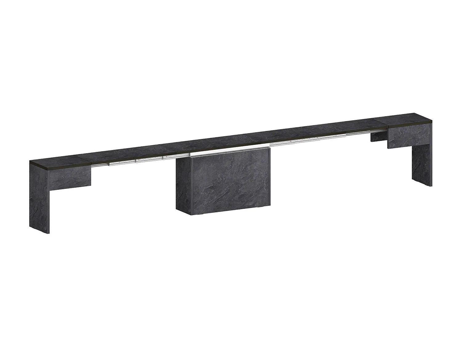 Dcolasuon bank, Set van 2 stoelen voor eettafel, Uitschuifbare banken, 290x25h45 cm, Leisteen