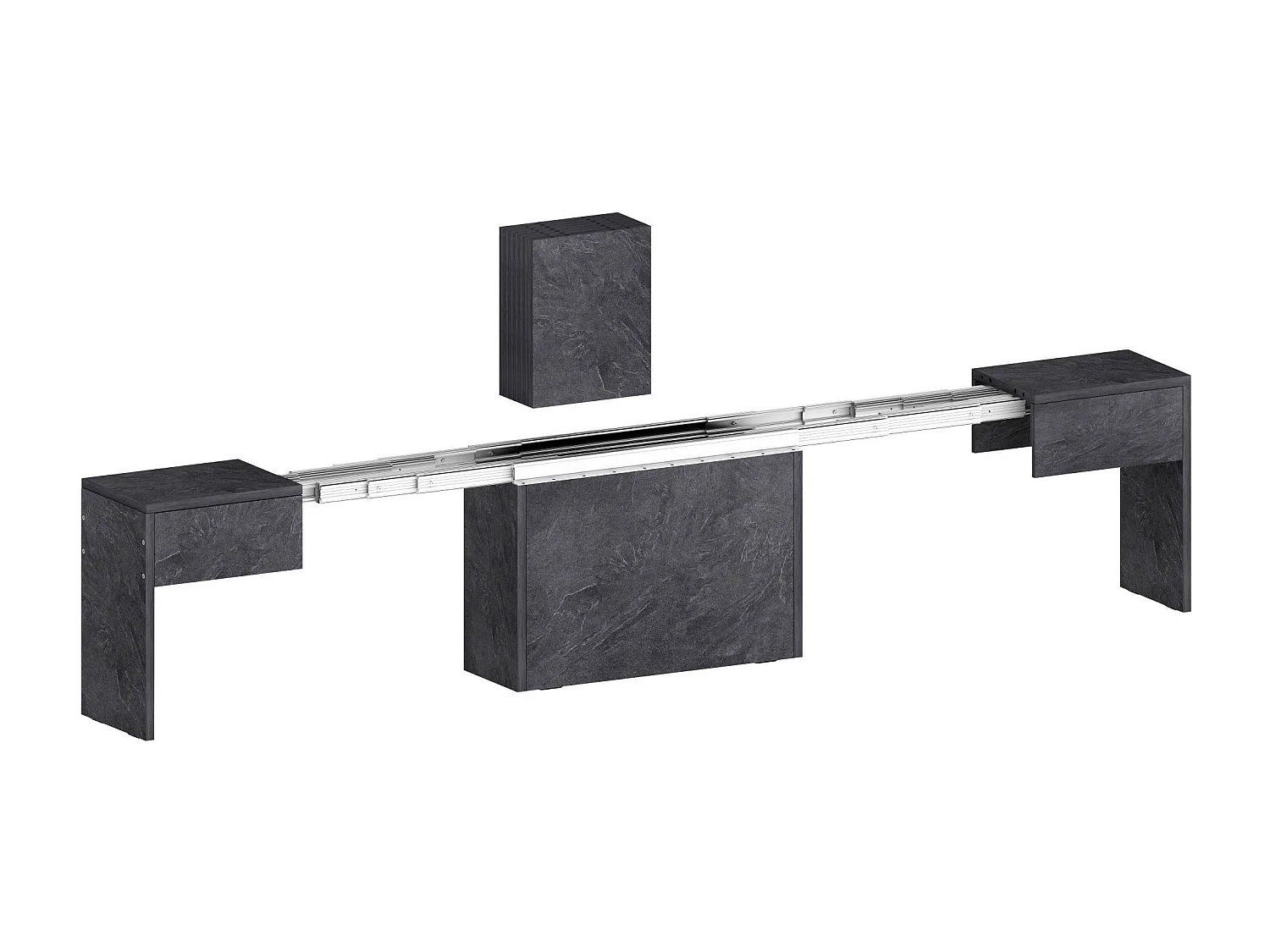 Banc Dcolasuon, Lot de 2 Sièges pour table à manger, Bancs extensibles, 290x25h45 cm, Ardoise