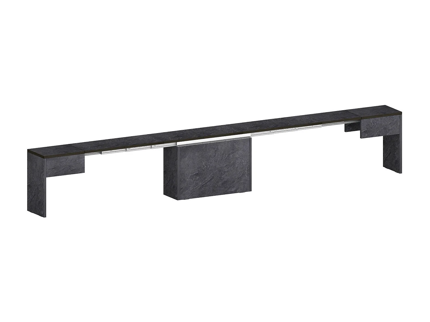 Dcolasuon bank, Set van 2 stoelen voor eettafel, Uitschuifbare banken, 290x25h45 cm, Leisteen