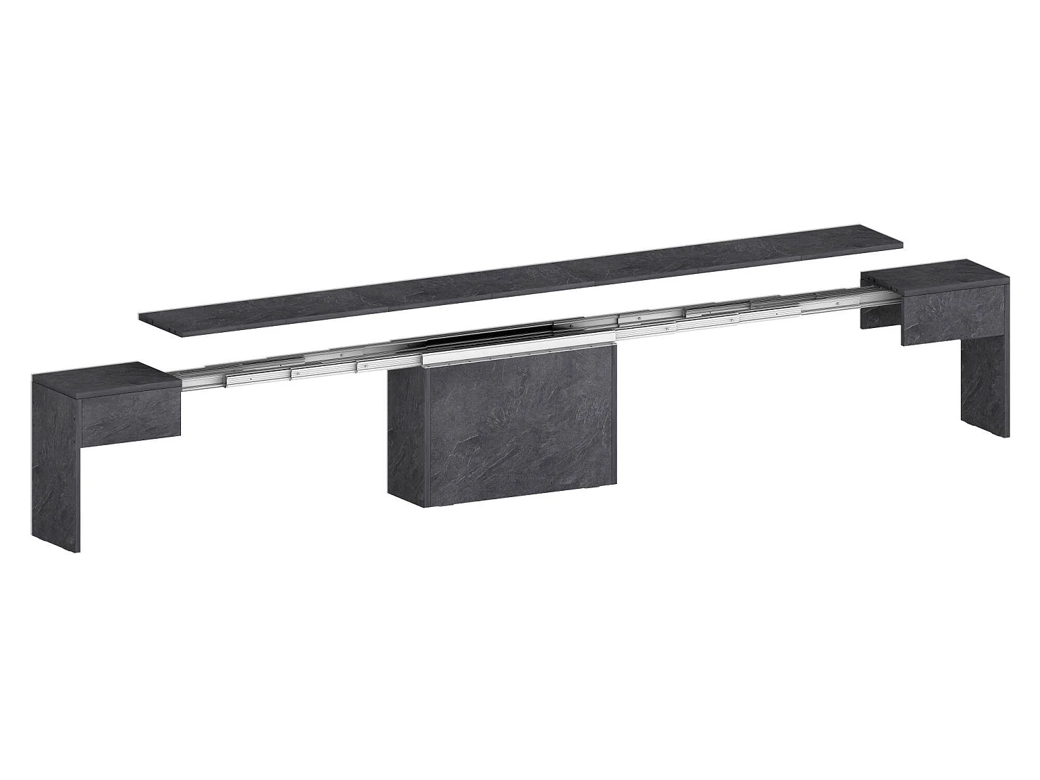 Banc Dcolasuon, Lot de 2 Sièges pour table à manger, Bancs extensibles, 290x25h45 cm, Ardoise