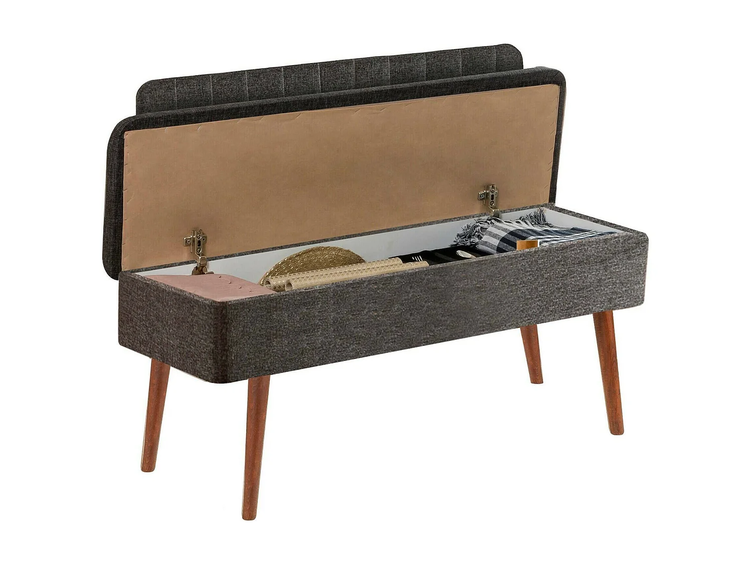 Mesa Dprin, Banco multiusos, Asiento de invitados, Cofre multifuncional, 90x39h40 cm, Nogal y Antracita