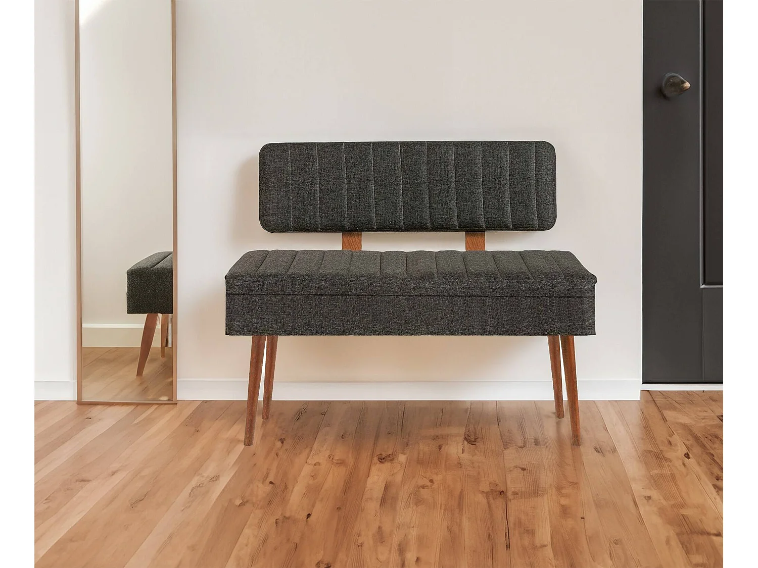 Dprin bank, Multifunctionele bank, Gastenstoel, Multifunctionele ladekast, 90x39h40 cm, Walnoot en Antraciet