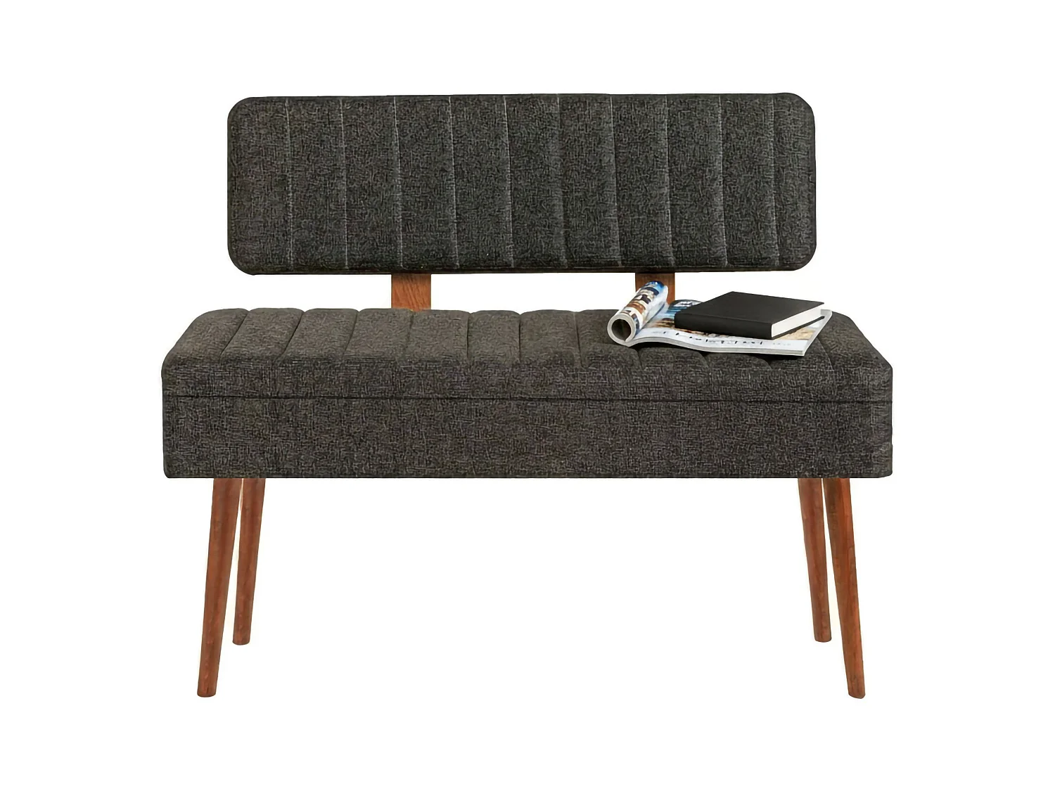 Banc Barthelemy, charge max 150 kg, 105x40x85h cm brun noyer, structure noire, hauteur d'assise 40 cm