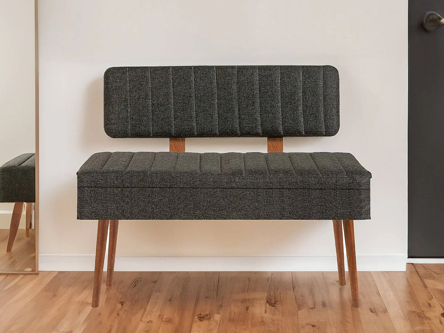 Banc Barthelemy, charge max 150 kg, 105x40x85h cm brun noyer, structure noire, hauteur d'assise 40 cm