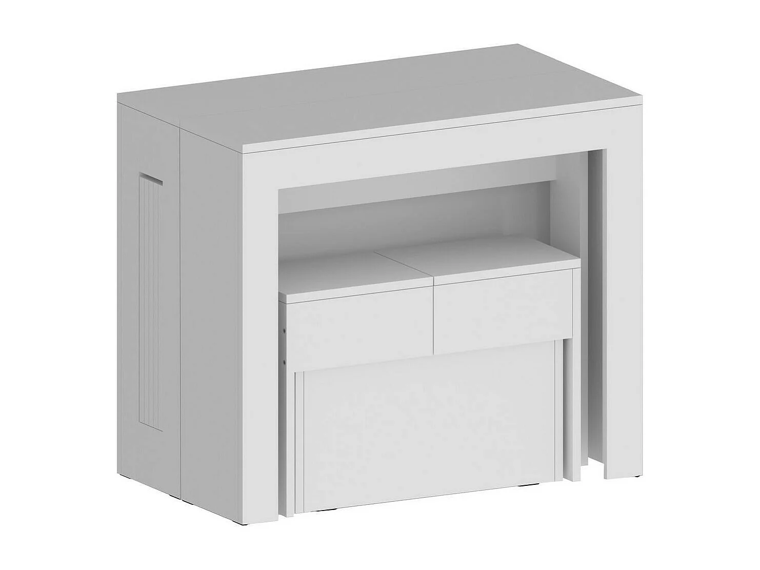 Banc Dollocol, Siège pour table à manger, Banc simple extensible, 290x25h45 cm, Blanc brillant