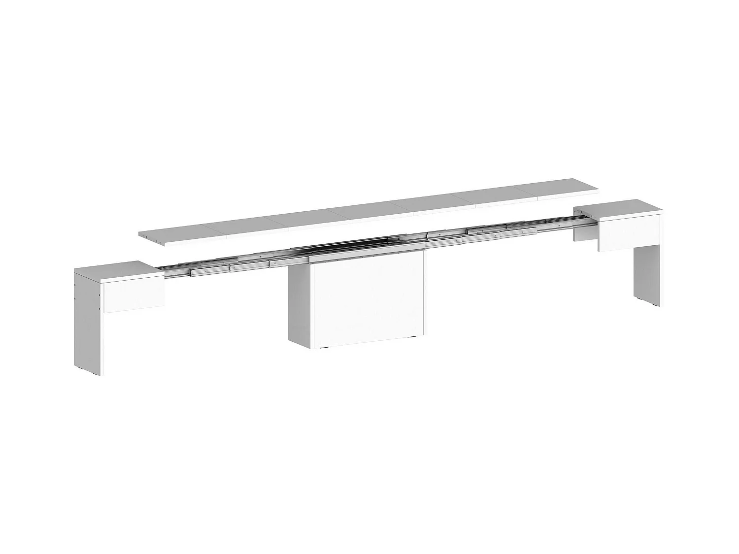 Dollocol Bank, Zitting voor eettafel, Enkele uitschuifbare bank, 290x25h45 cm, Glanzend wit