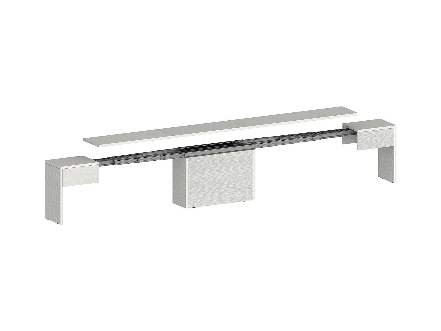 Banc Dollocol, Siège pour table à manger, Banc simple extensible, 290x25h45 cm, Blanc