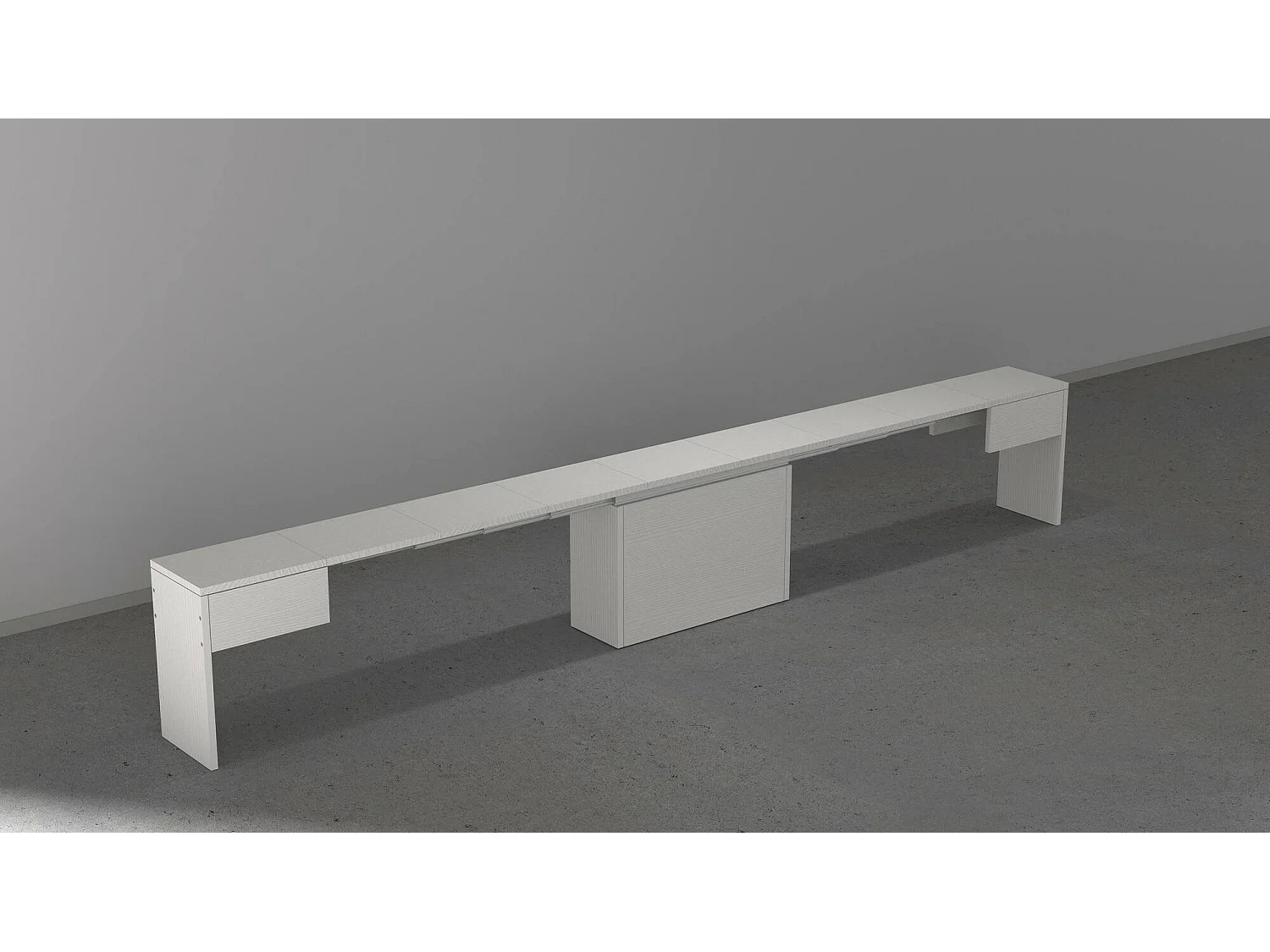 Bank Dollocol, Sitzfläche für Esstisch, Einzelne ausziehbare Bank, 290x25x45 cm, WeiÃŸ