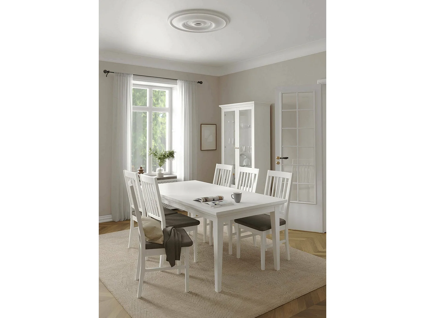 Mesa de comedor Dvanol, Estante de cocina, Consola de comedor, Estante rectangular fijo, 180x95 h76 cm, Blanco