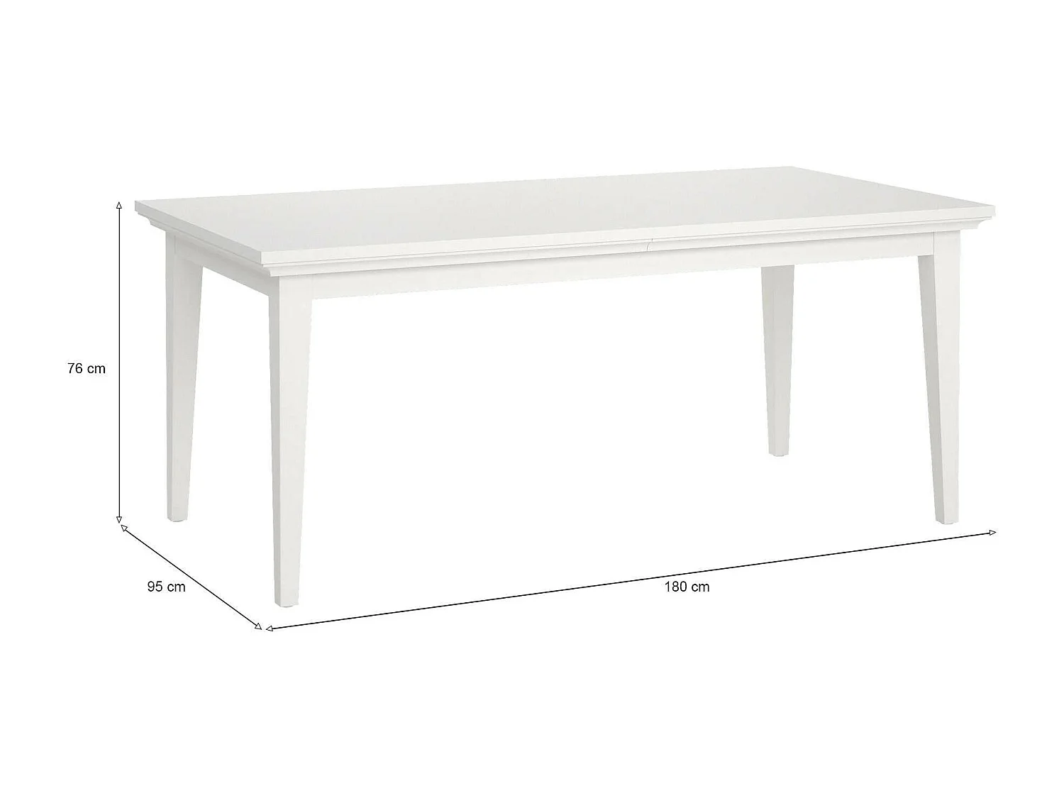 Mesa de comedor Dvanol, Estante de cocina, Consola de comedor, Estante rectangular fijo, 180x95 h76 cm, Blanco