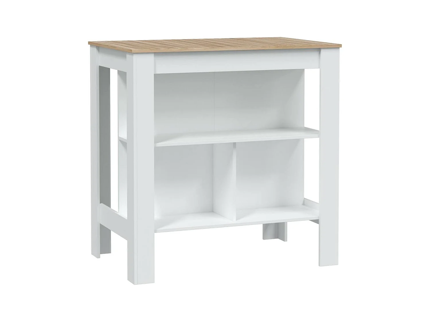 Dzett vaste tafel, Keukenplank, Eetkamerconsole, Vaste rechthoekige plank, 103x67 h105 cm, Wit en Eiken