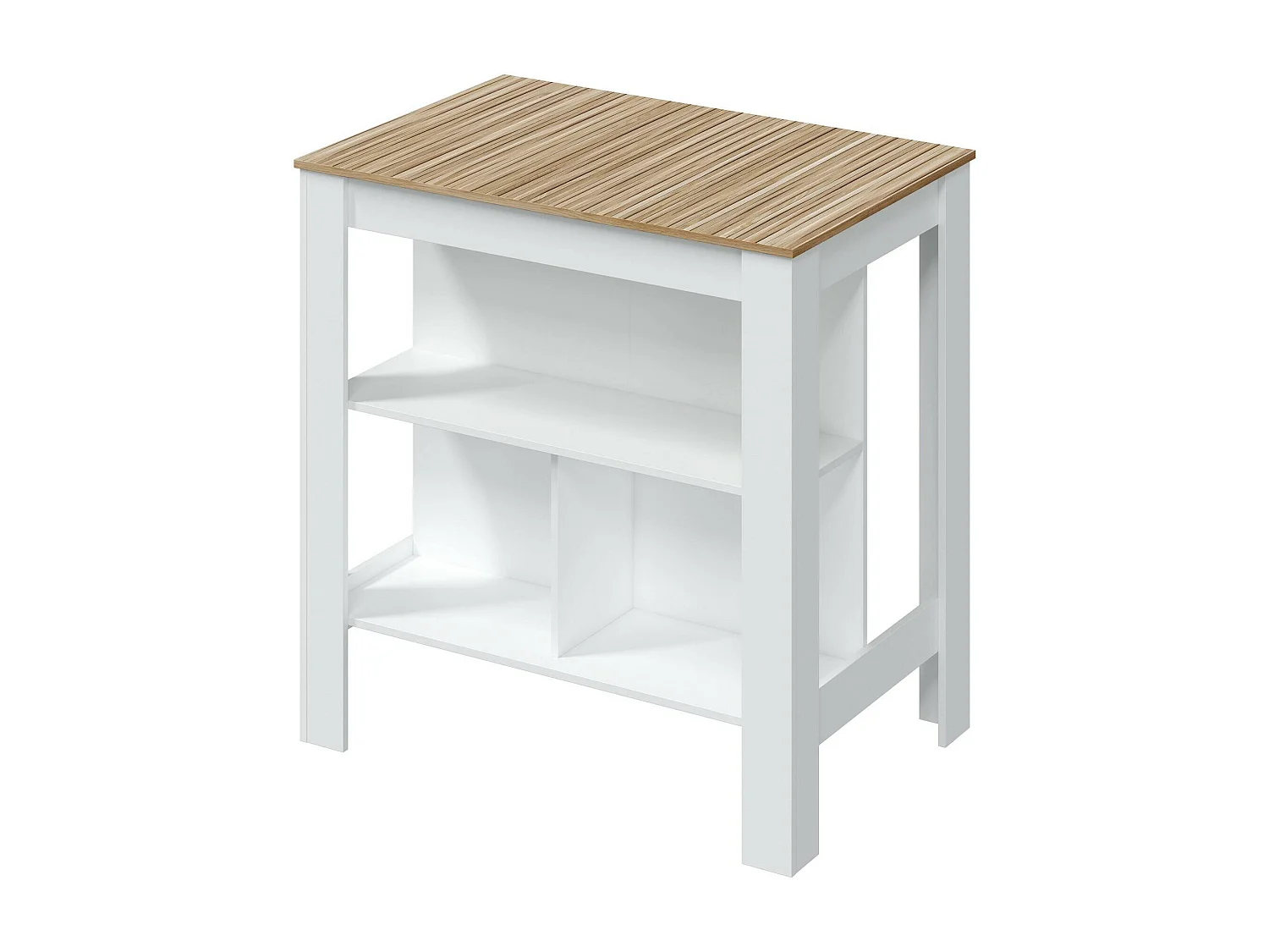 Dzett vaste tafel, Keukenplank, Eetkamerconsole, Vaste rechthoekige plank, 103x67 h105 cm, Wit en Eiken