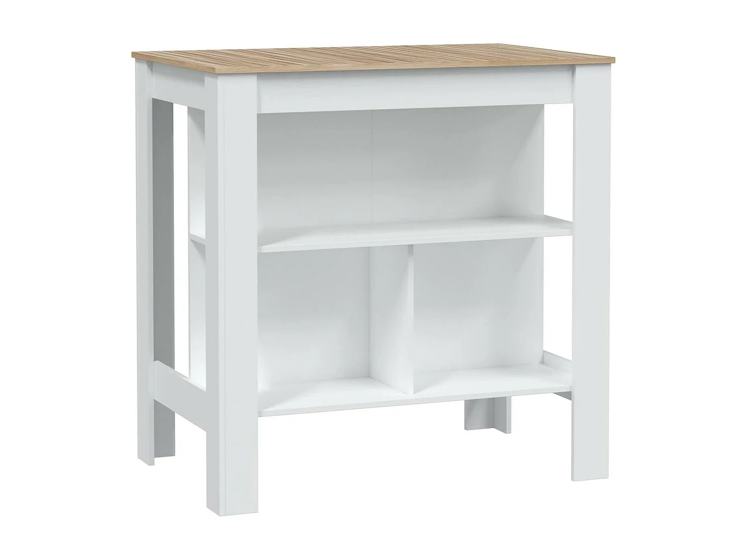 Dzett vaste tafel, Keukenplank, Eetkamerconsole, Vaste rechthoekige plank, 103x67 h105 cm, Wit en Eiken