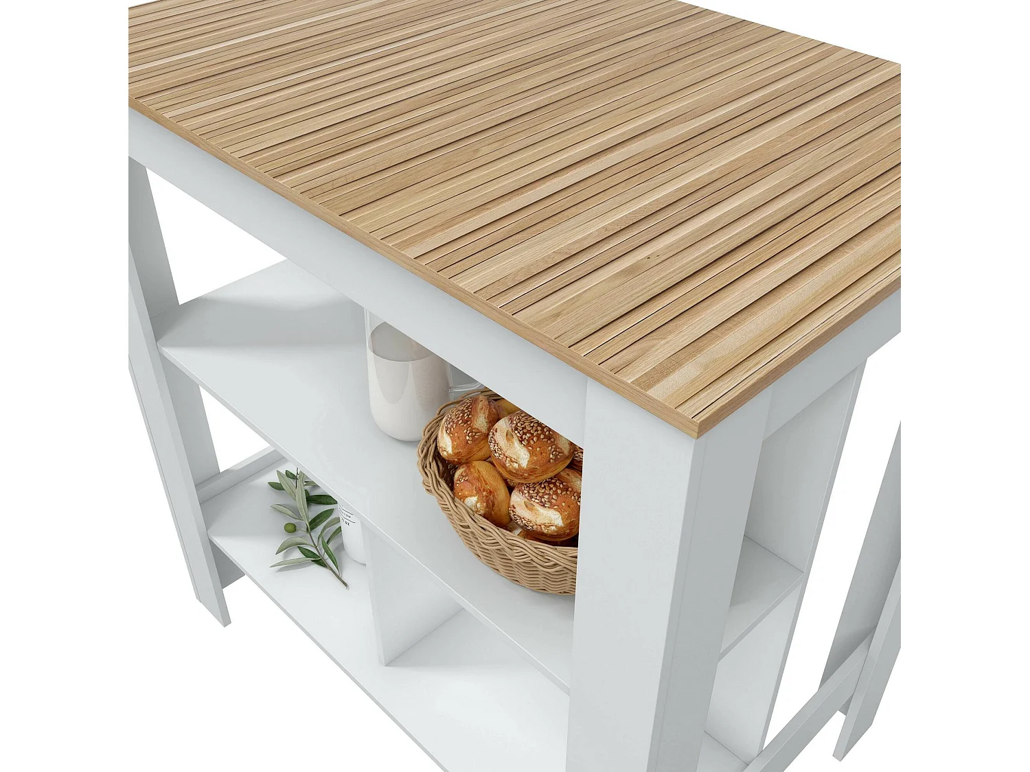 Dzett vaste tafel, Keukenplank, Eetkamerconsole, Vaste rechthoekige plank, 103x67 h105 cm, Wit en Eiken