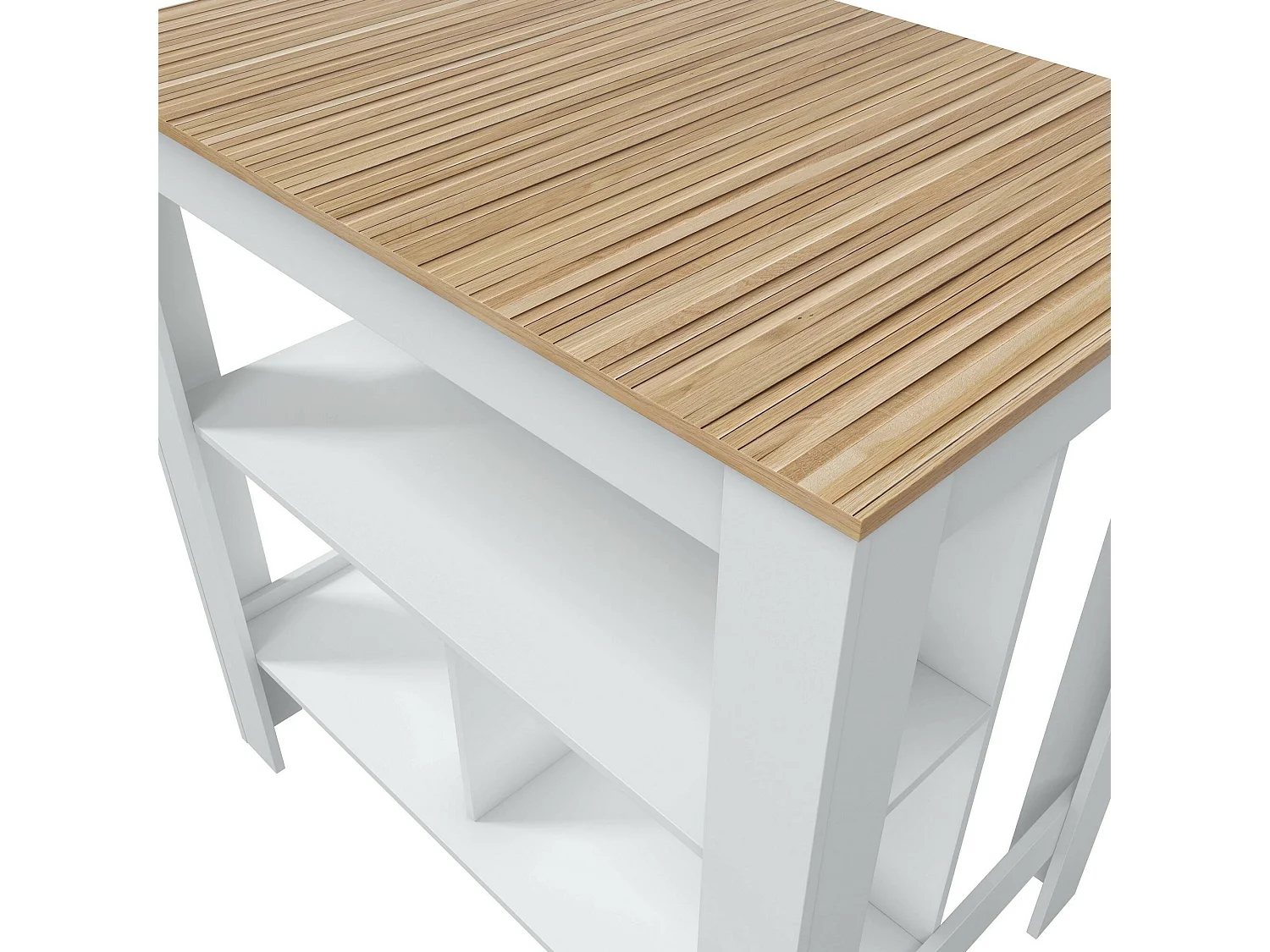 Dmora - Tavolo fisso Barzano, 103x67 h105 cm, Bianco e Rovere