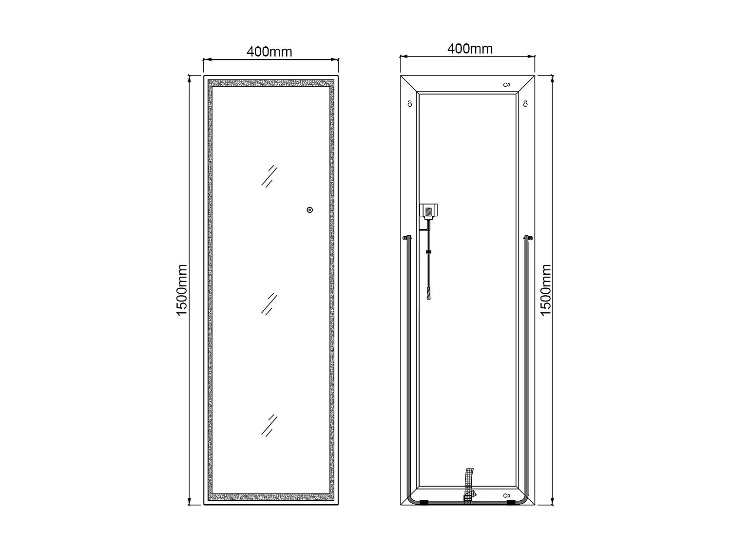 150 x 40 cm grote spiegel, LED-spiegel met staande of wandverlichting, 3 kleuren verstelbaar, vloerspiegel, slaapkamer, woonkamer, zwart