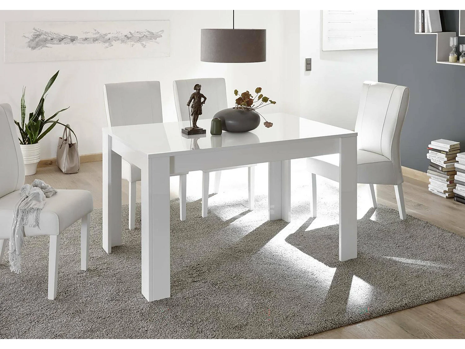 Table à rallonge Ddrummon, Table console avec rallonges, Table à manger polyvalente, Made in Italy, 137x90 h79 cm, Blanc brillant
