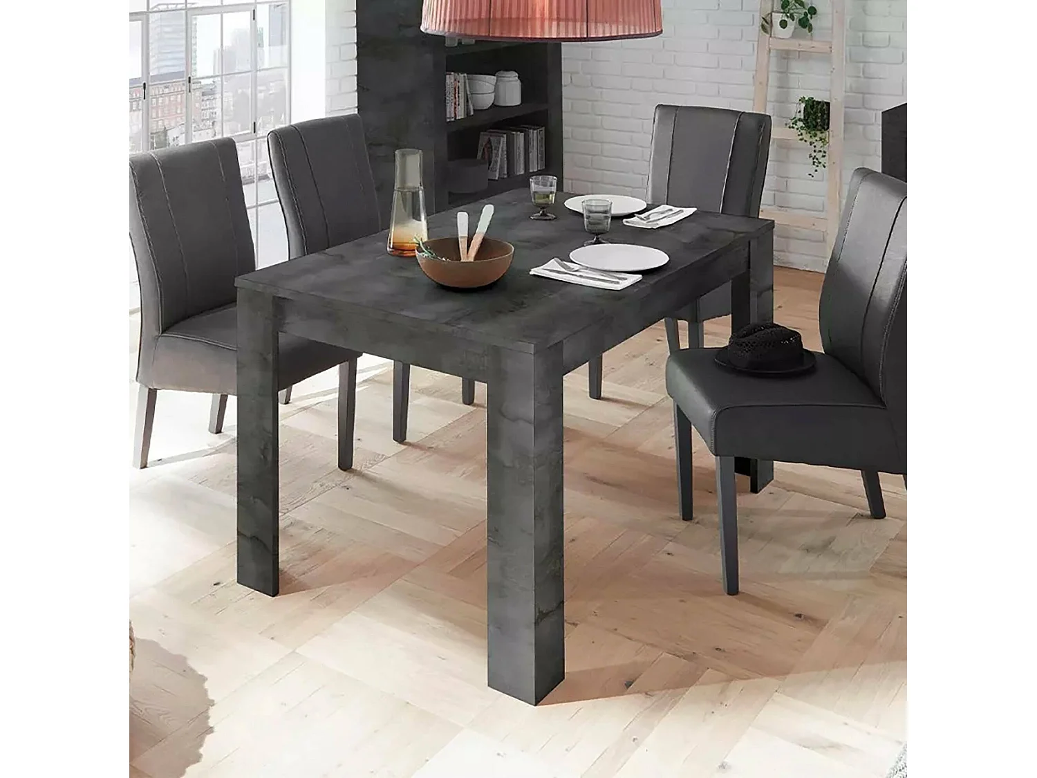 Table à rallonge Ddrummon, Table console avec rallonges, Table à manger polyvalente, Table de cuisine extensible, Made in Italy, 137x90 h79 cm, Ardoise