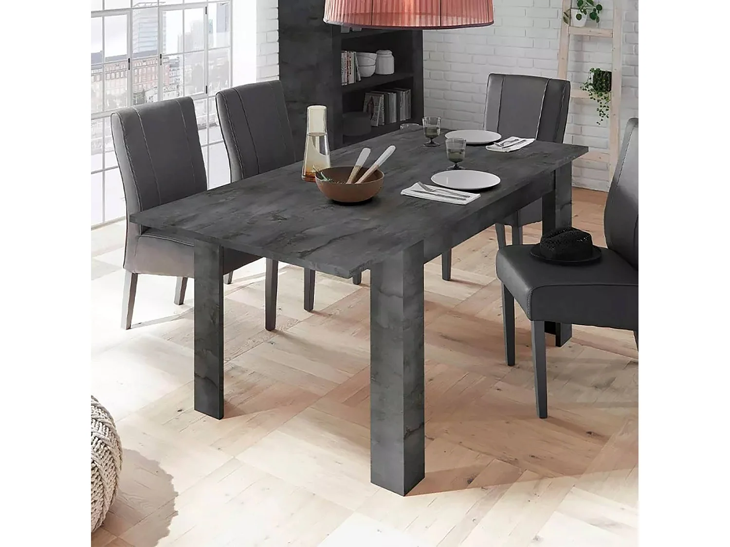 Table à rallonge Ddrummon, Table console avec rallonges, Table à manger polyvalente, Table de cuisine extensible, Made in Italy, 137x90 h79 cm, Ardoise