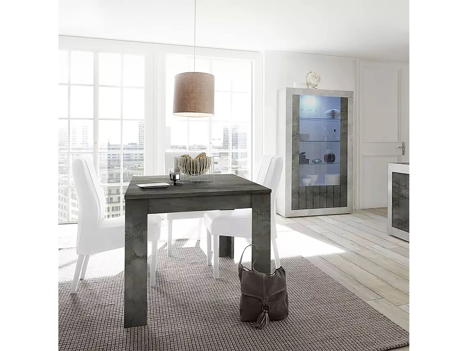 Table à rallonge Ddrummon, Table console avec rallonges, Table à manger polyvalente, Table de cuisine extensible, Made in Italy, 137x90 h79 cm, Ardoise