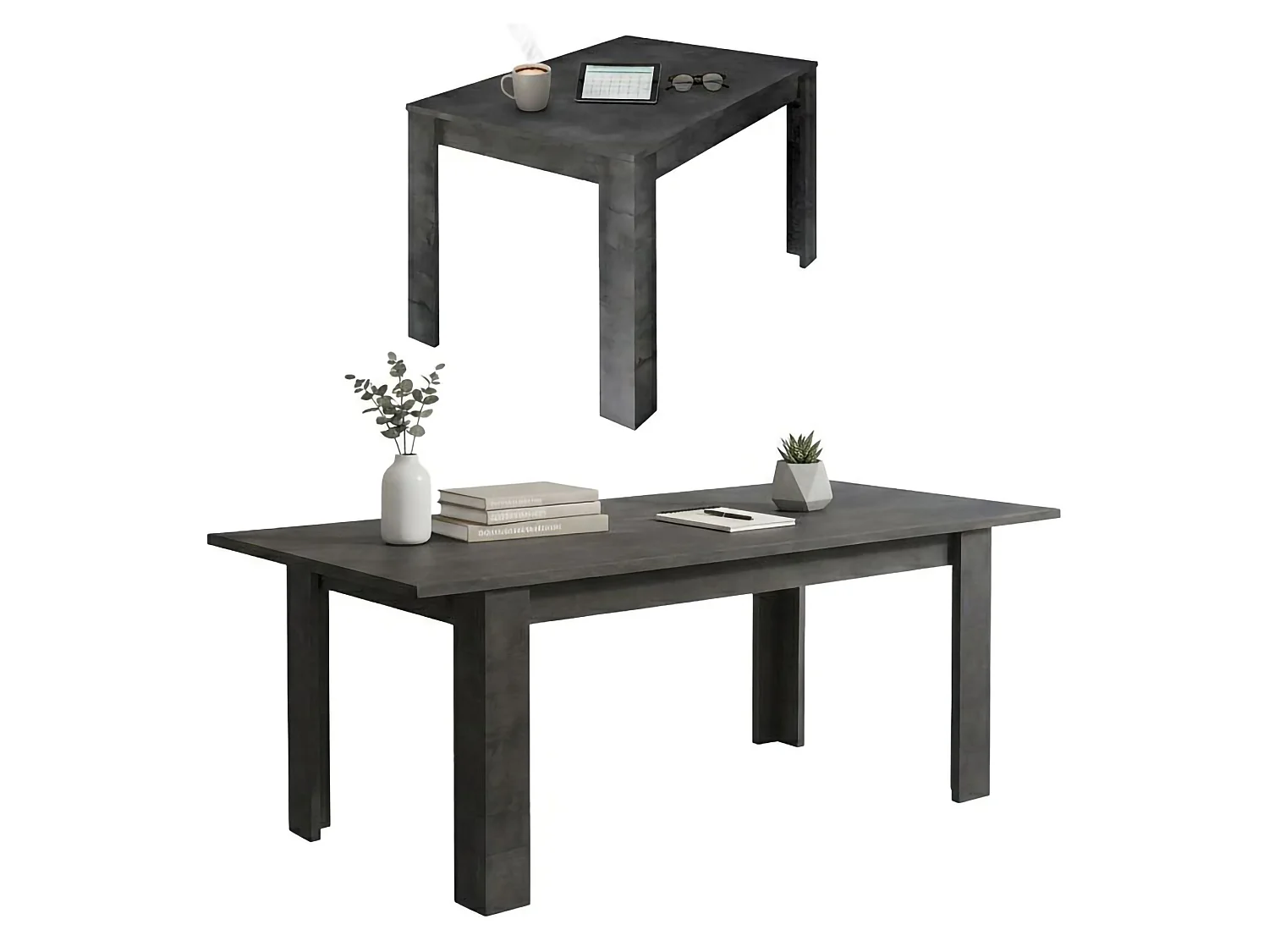 Ddrummon uitschuifbare tafel, Console met verlengstukken, Multifunctionele eettafel, Uitschuifbare keukenplank, Made in Italy, 137x90 h79 cm, Leisteen