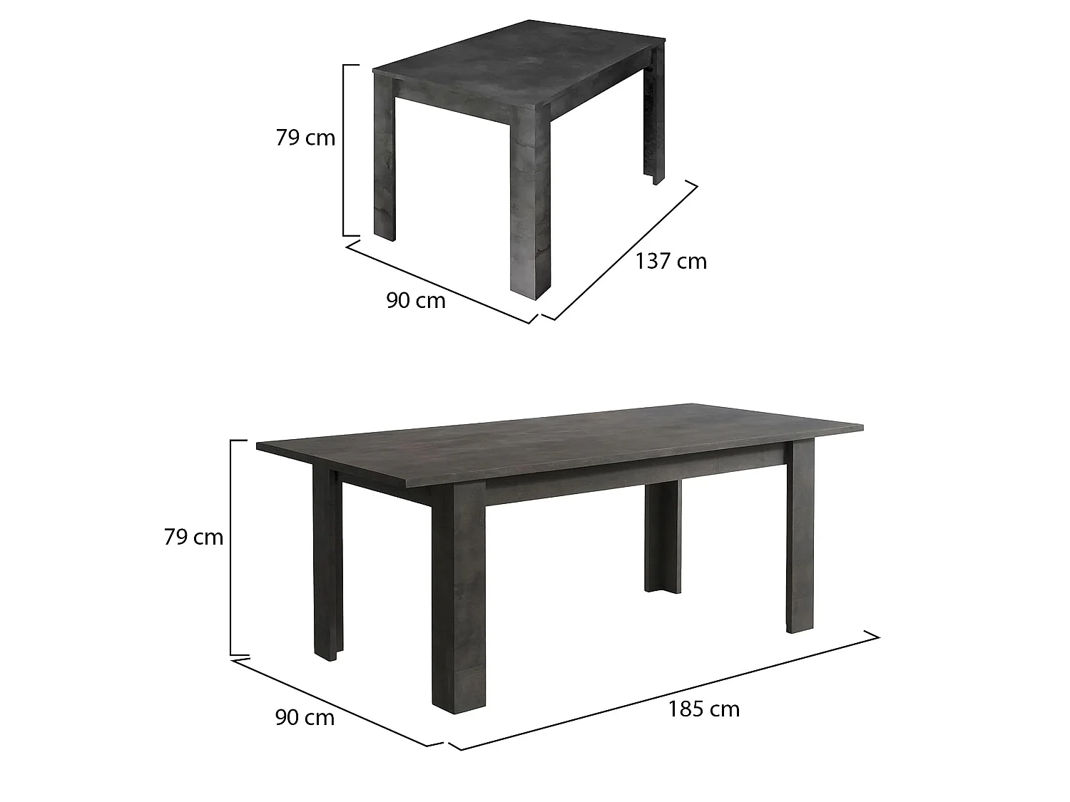 Ddrummon uitschuifbare tafel, Console met verlengstukken, Multifunctionele eettafel, Uitschuifbare keukenplank, Made in Italy, 137x90 h79 cm, Leisteen