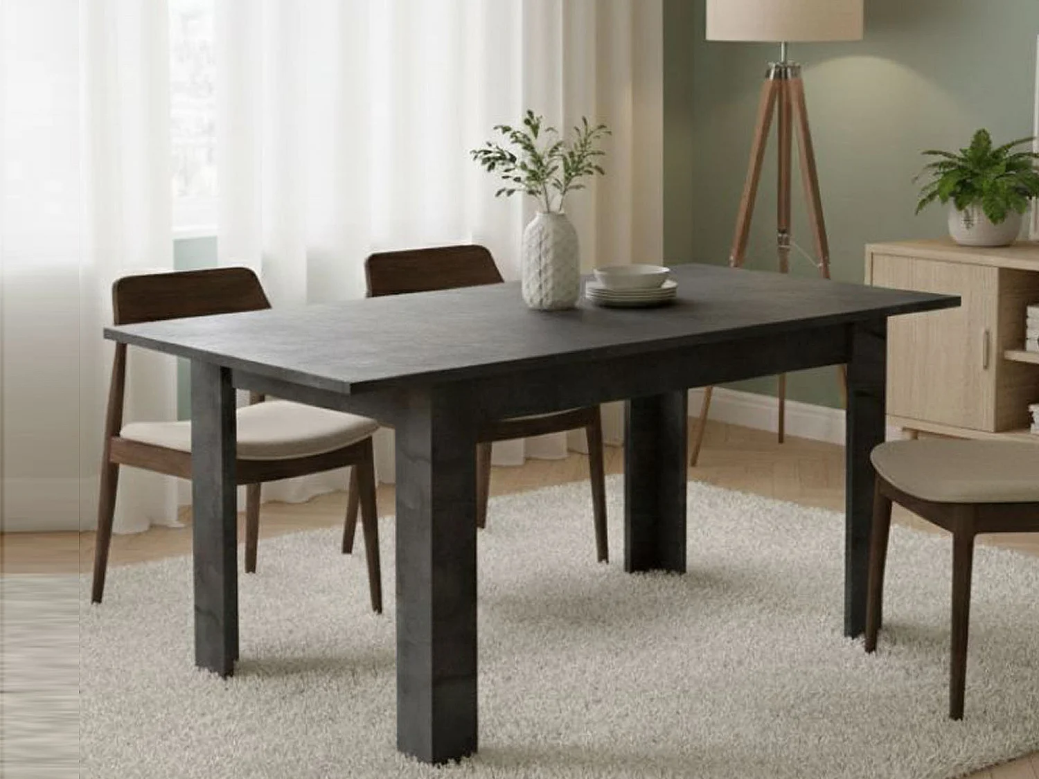 Ddrummon uitschuifbare tafel, Console met verlengstukken, Multifunctionele eettafel, Uitschuifbare keukenplank, Made in Italy, 137x90 h79 cm, Leisteen