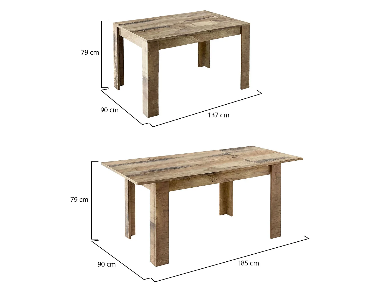 Table à rallonge Ddrummon, Table console avec rallonges, Table à manger polyvalente, Table de cuisine extensible, Made in Italy, 137x90 h79 cm, Acacia