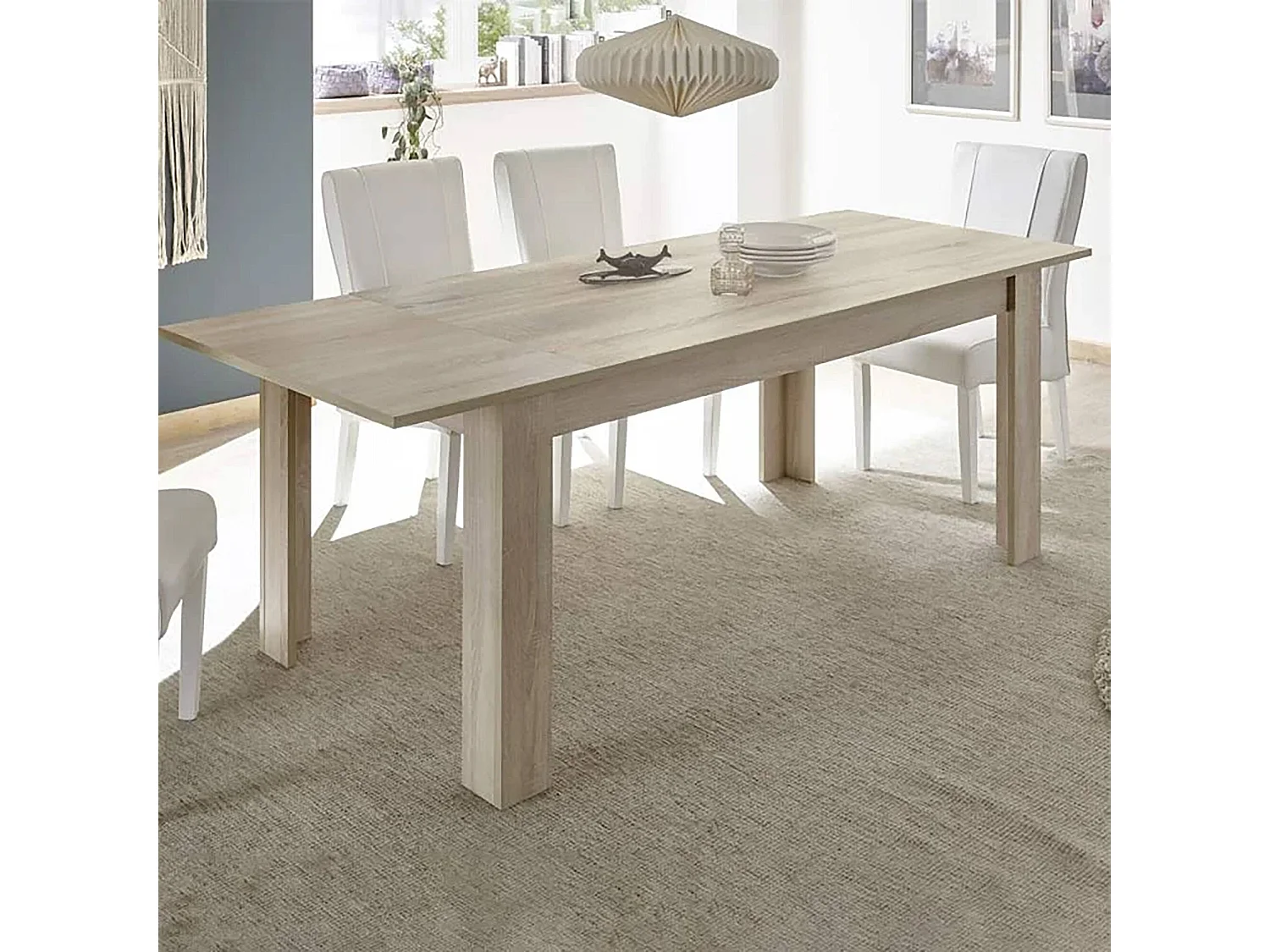 Table à rallonge Ddrummon, Table console avec rallonges, Table à manger polyvalente, Made in Italy, 137x90 h79 cm, Chêne clair