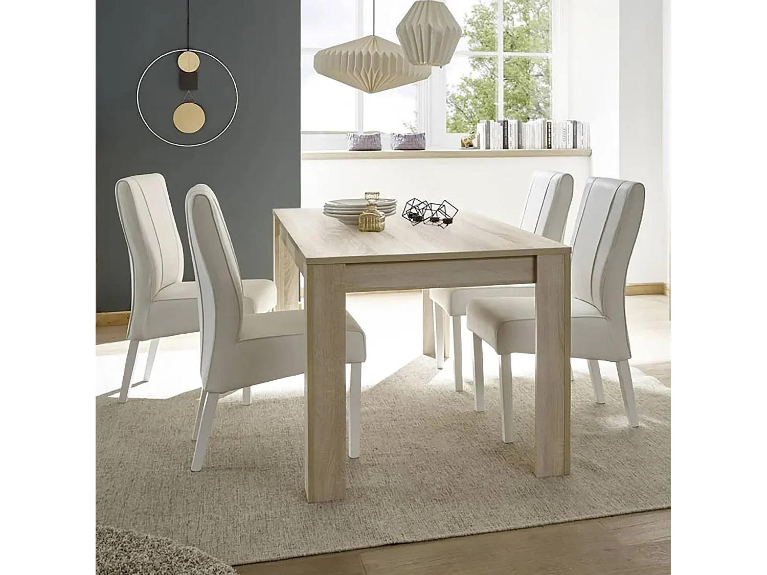 Table à rallonge Ddrummon, Table console avec rallonges, Table à manger polyvalente, Made in Italy, 137x90 h79 cm, Chêne clair