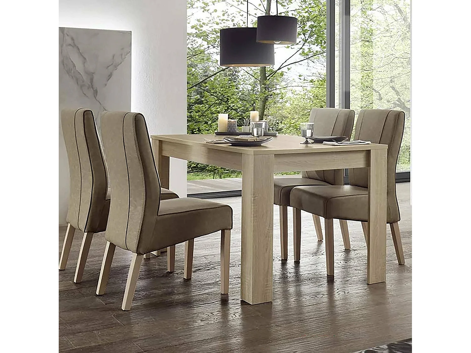 Ddrummon uitschuifbare tafel, Console met verlengstukken, Multifunctionele eettafel, Uitschuifbare keukenplank, Made in Italy, 137x90 h79 cm, Eiken