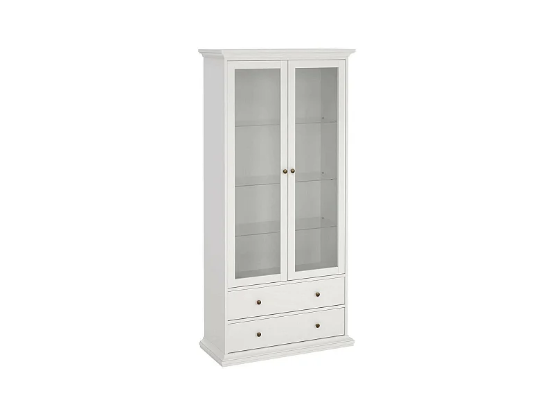 Vitrine Dvatt, Buffet d'exposition, Vitrine polyvalente, Buffet de salon, 96x42 h201 cm, Blanc