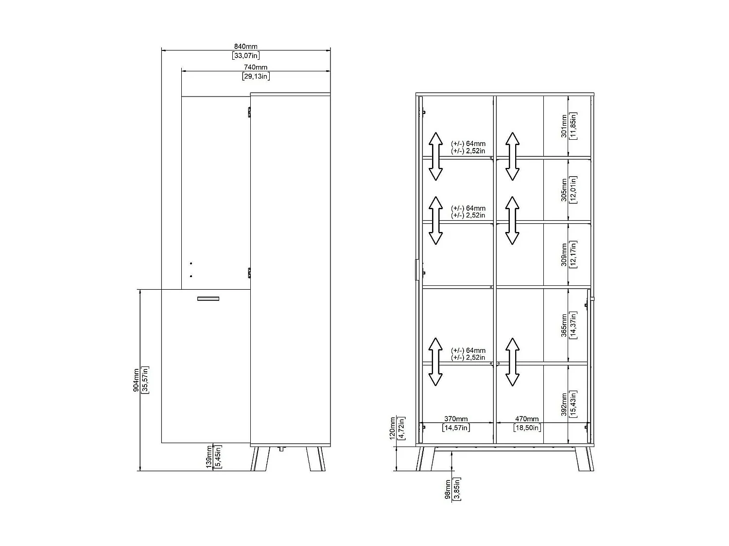 Dvarrell vitrinekast, Vitrinekast, Multifunctionele vitrinekast, Woonkamerdressoir, 89x40 h188 cm, Eiken en Wit