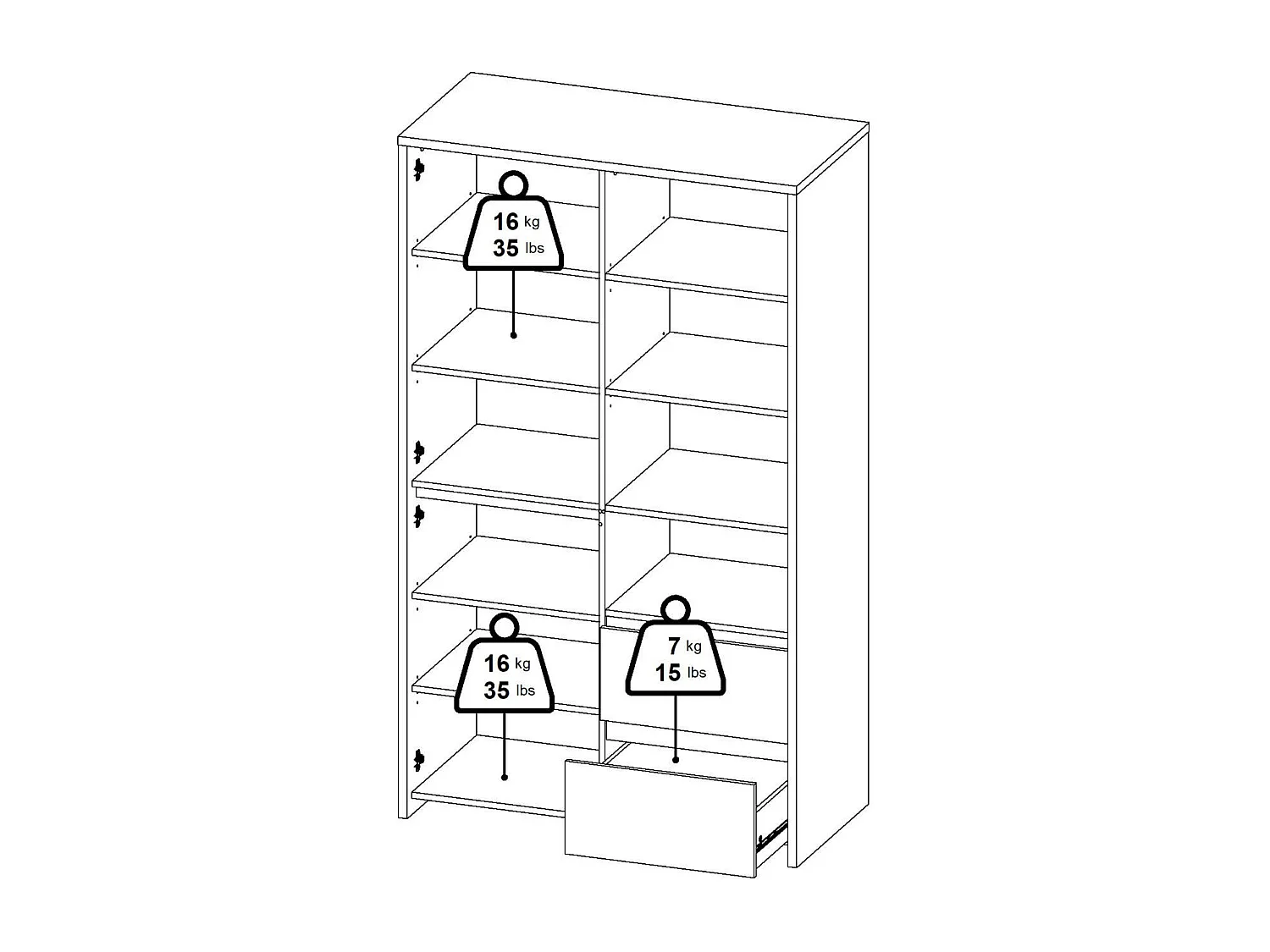 Dvecin vitrinekast, Vitrinekast, Multifunctionele vitrinekast, Woonkamerdressoir, 100x48 h170 cm, Eiken en Wit