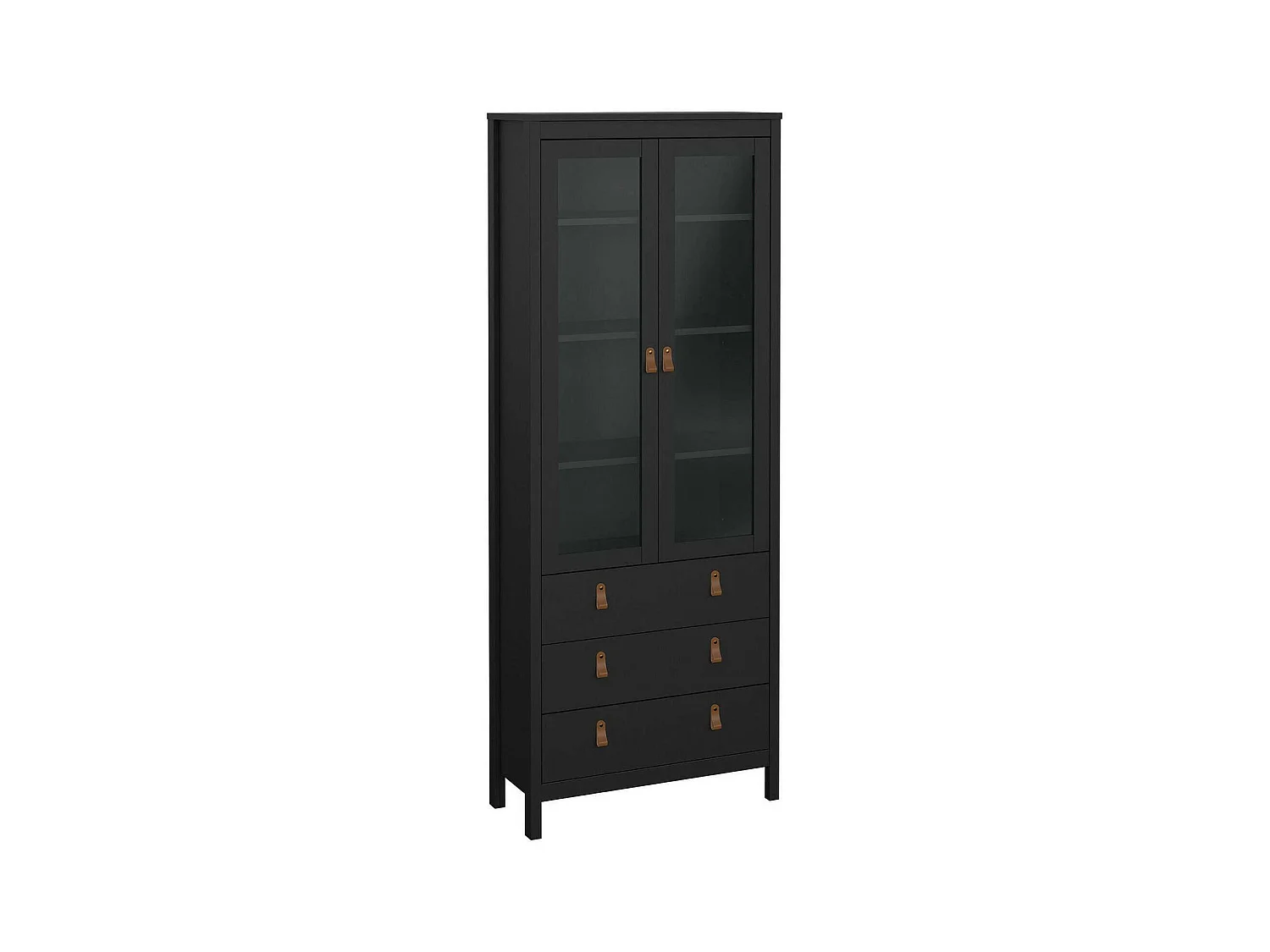Vitrine Dvecch, Buffet d'exposition, Vitrine polyvalente, Buffet de salon, 78x33 h199 cm, Noir