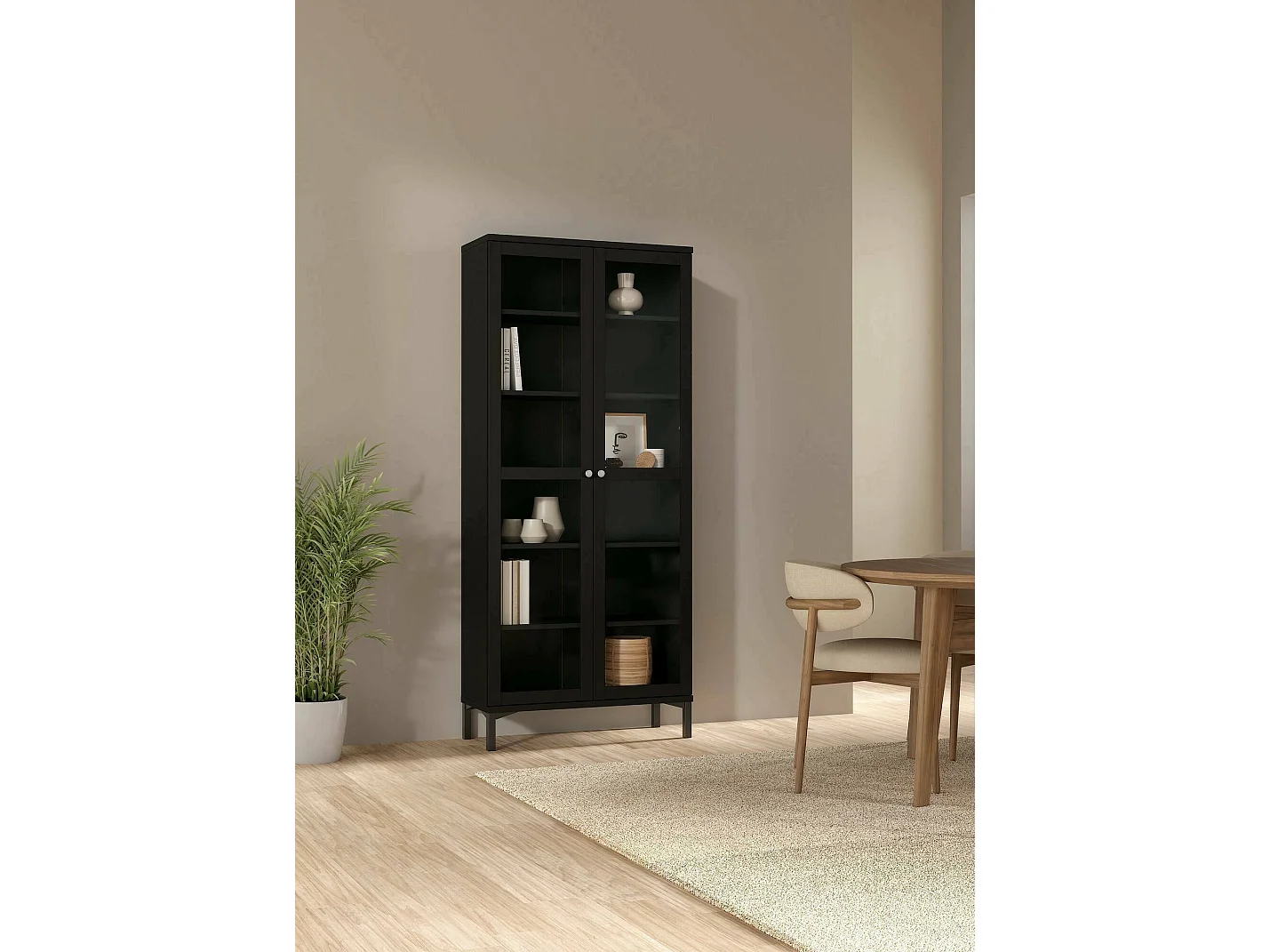 Vetrina Wutip, 5 Ripiani, 36.25x88.7x202.8h cm Nero, Mobile Espositore