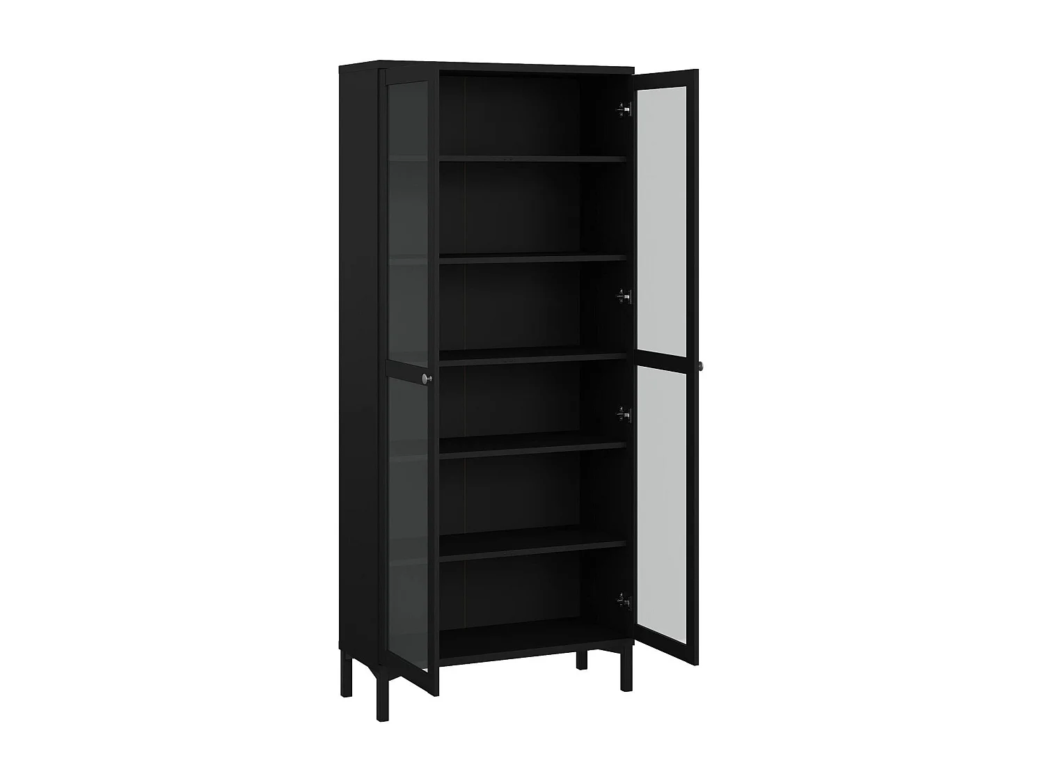 Vitrine Dvastol, Buffet d'exposition, Vitrine polyvalente, Buffet de salon, 89x36 h203 cm, Noir