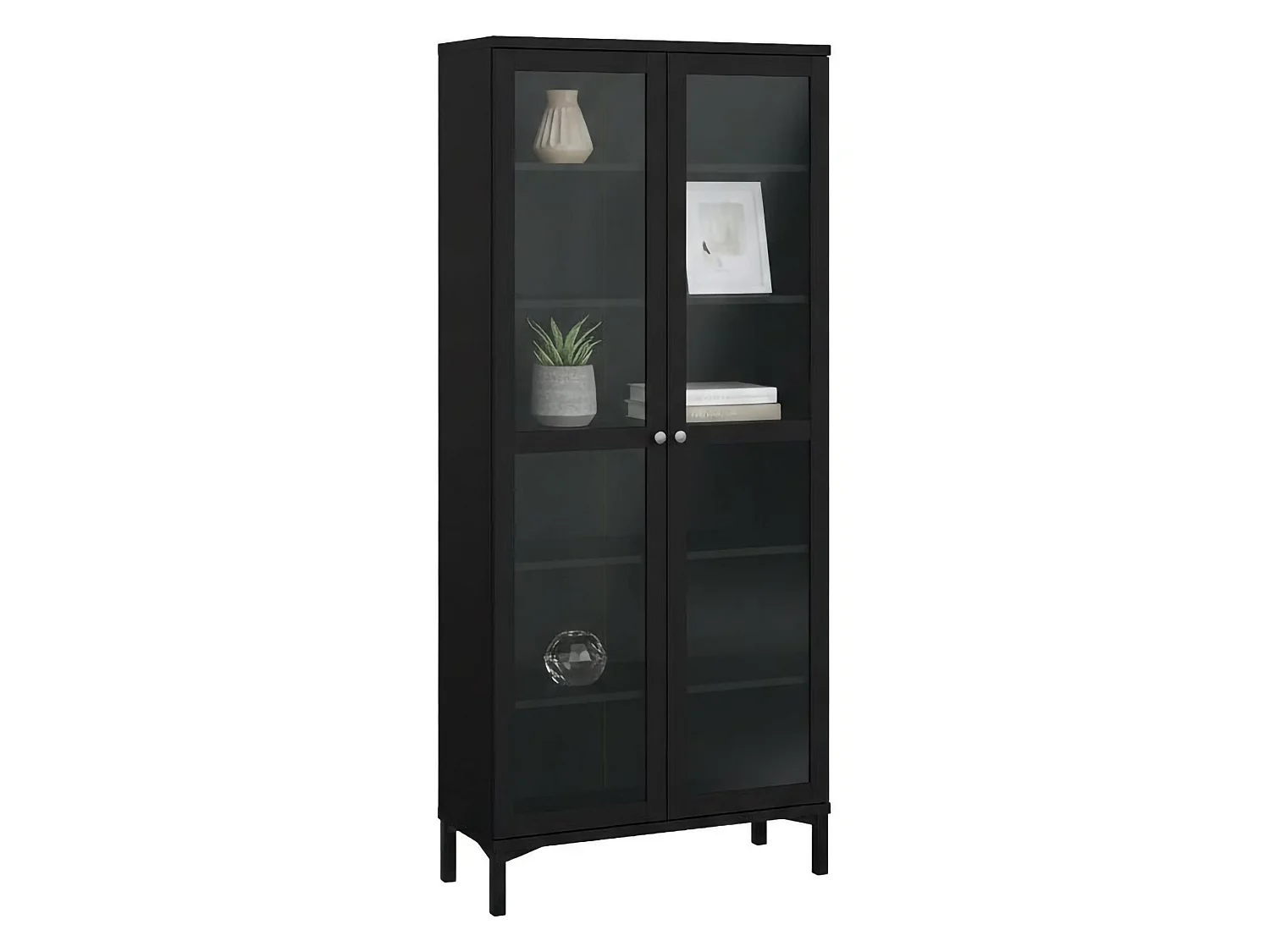 Vitrine Dvastol, Buffet d'exposition, Vitrine polyvalente, Buffet de salon, 89x36 h203 cm, Noir