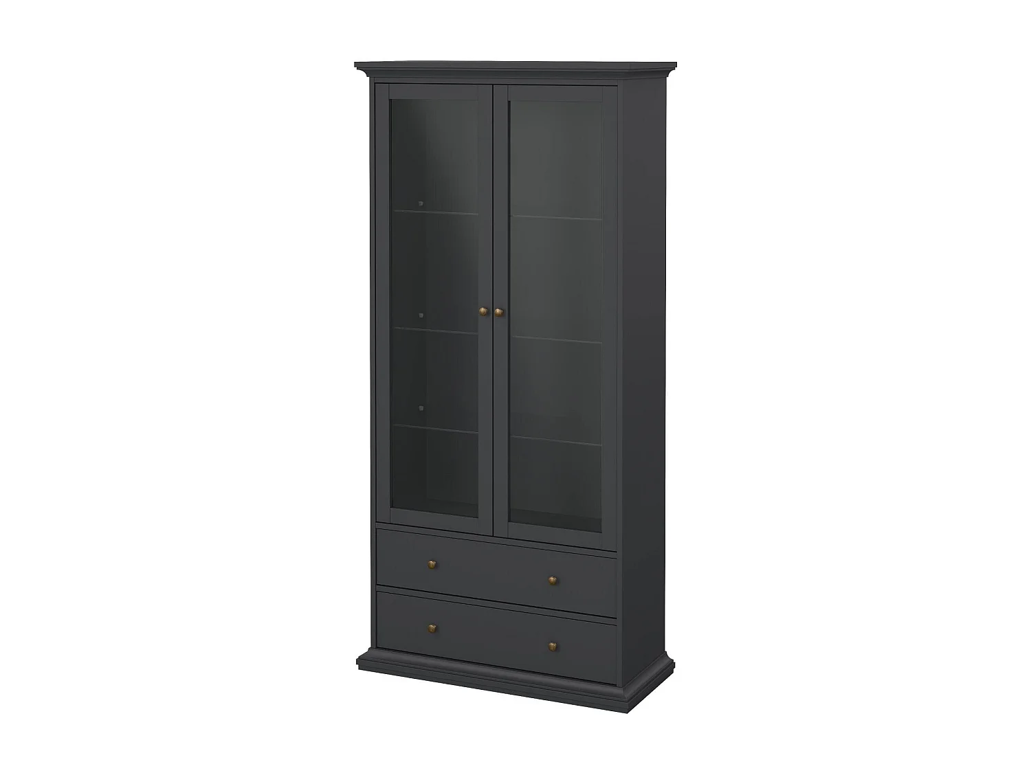 Vitrine Dvatt, Buffet d'exposition, Vitrine polyvalente, Buffet de salon, 96x42 h201 cm, Gris