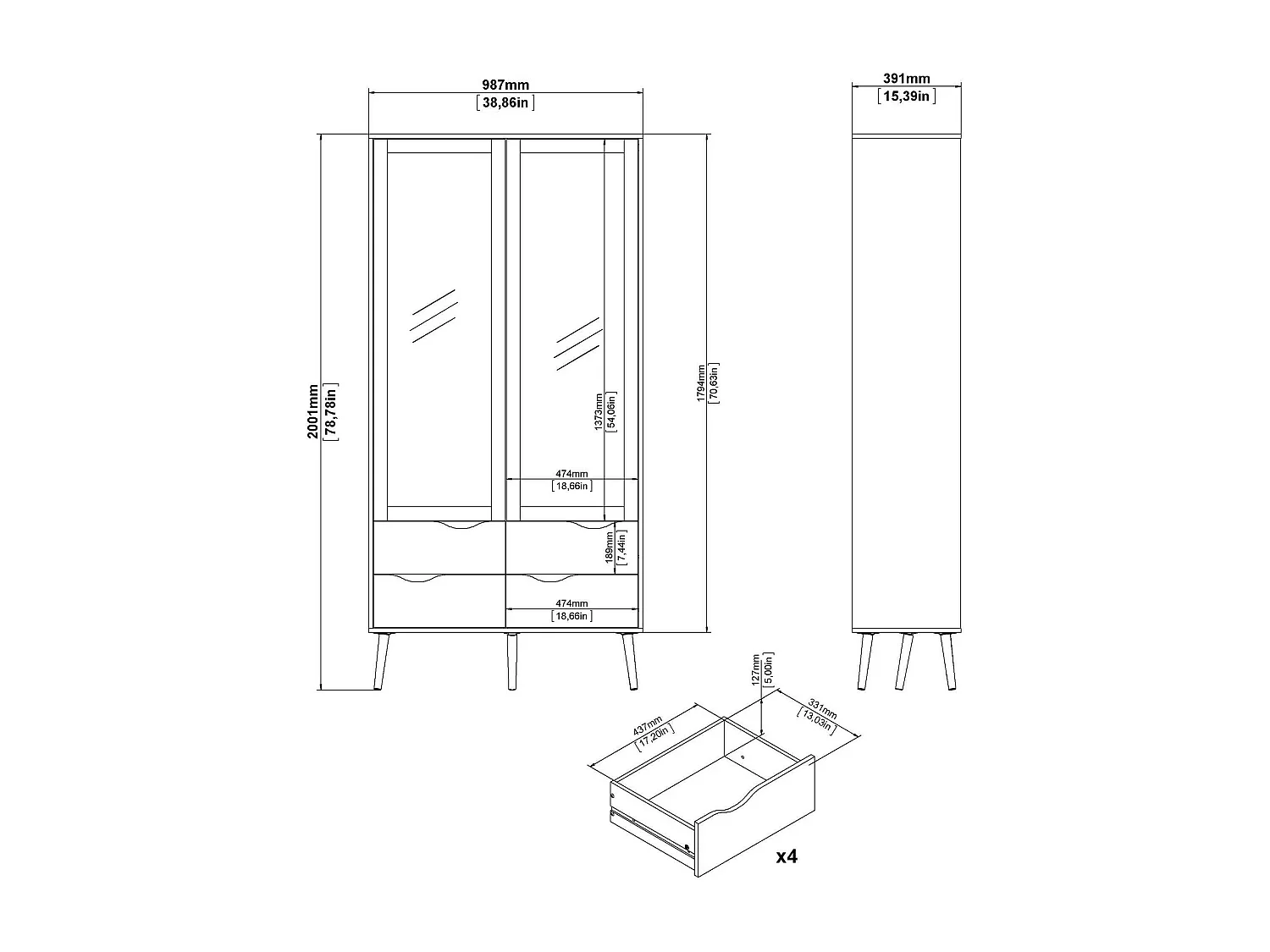 Dvarol vitrinekast, Vitrinekast, Multifunctionele vitrinekast, Woonkamerdressoir, 98x39 h200 cm, Wit en Eiken